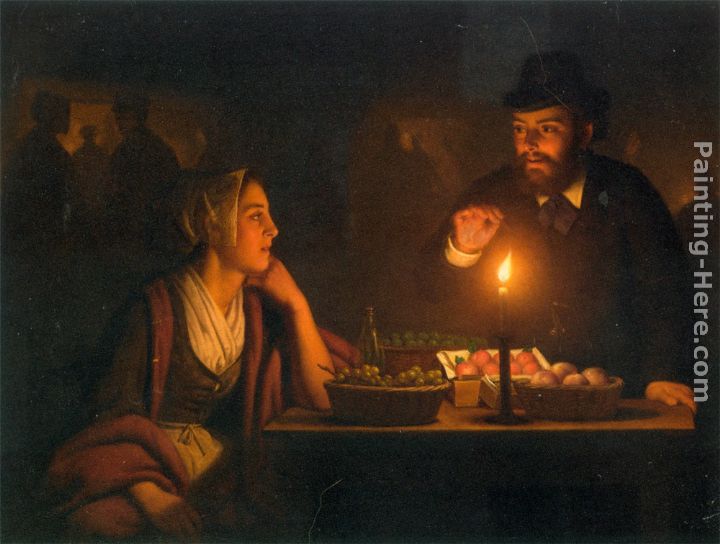 A Market Scene by Candle Light painting - Petrus Van Schendel A Market Scene by Candle Light art painting